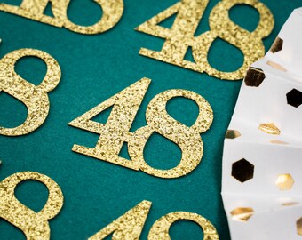 48th Birthday Confetti   Party Favors 48th Anniversary Decorations Party Decorations Number 48 Number Cutout   (20 Colors Available)