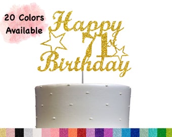 71st Birthday Cake Topper | Glitter Party Decoration | Happy Birthday Decor | Number 71 Milestone Celebration Elegant Topper for All Ages