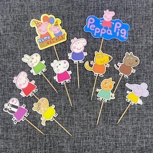 Peppa Pig Cupcake Toppers Set of 12  Peppa Pig Birthday Decorations Peppa Cupcake Toppers Peppa Pig Party  Peppa Toppers Set of 12