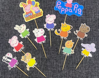 Peppa Pig Cupcake Toppers Set of 12  Peppa Pig Birthday Decorations Peppa Cupcake Toppers Peppa Pig Party  Peppa Toppers Set of 12