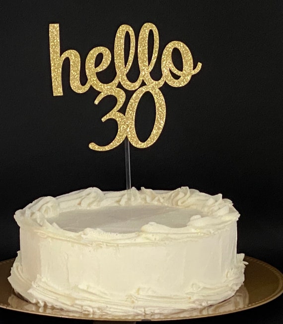 Gold Glitter 30th Birthday Cake Topper, Gold Birthday Cake Topper