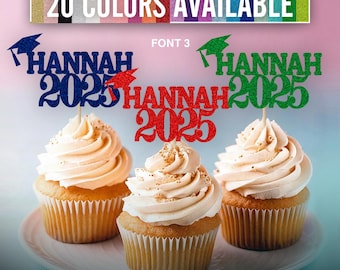 Class of 2025 Personalized Graduation Cupcake Toppers with Cap Design, Graduation Decorations, Graduation Favors class of 2025  Graduation
