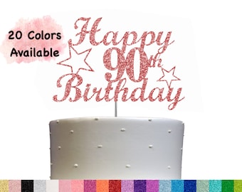 90th Birthday Cake toppers (Double Side Glitter)  Adult Party Favors Glitter Decorations  90th Birthday Party Decorations 90th Cake Topper