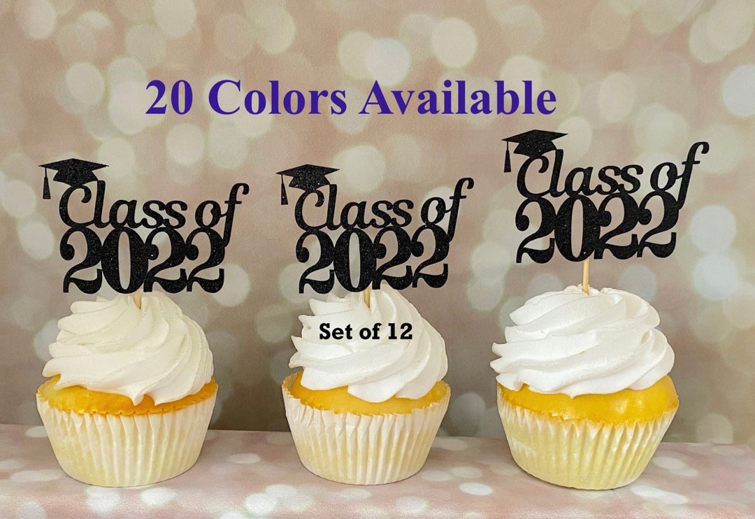 Class of 2025 Cupcake Toppers SET of 12 Graduation Cupcake Etsy
