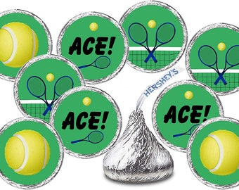 216 Sports Tennis Kisses Stickers, Tennis Team Party Favors Stickers Tennis Theme Baby Shower Tennis Baby Shower  CANDY NOT INCLUDED