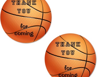 Thank You Basketball Labels (SET of 40) 2 Inch Big Round Glossy Stickers Sport Party Favors Basketball Party Baby shower Birthday