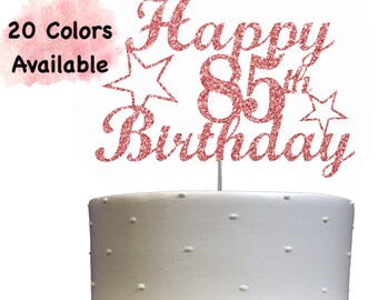 85th Birthday Cake Topper | Glitter Party Decoration | Happy Birthday Decor | Number 85 Milestone Celebration Elegant Topper for All Ages