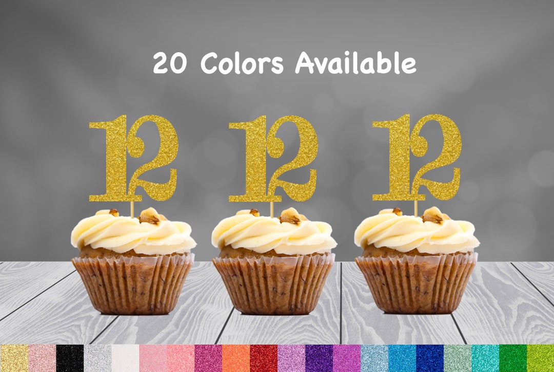 Any Number 12th Birthday Cupcake Toppers 2 Inches Tall Any - Etsy