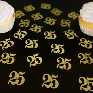 Any Number  25th Birthday confetti  (1 inch ) number 25th Glitter Confetti Party Decorations number 25 confetti age 25 (20 COLORS AVAILABLE)