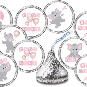 324 Elephant Baby Shower Favors Pink Baby Elephant Theme Party Favors Stickers Labels  (CANDY NOT INCLUDED) Elephant Baby shower Decorations