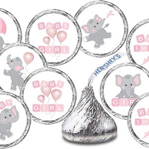 324 Elephant Baby Shower Favors Pink Baby Elephant Theme Party Favors Stickers Labels  (CANDY NOT INCLUDED) Elephant Baby shower Decorations