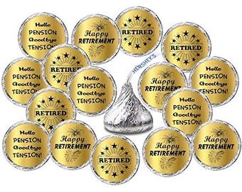 216 Gold Foil Retirement Kisses Stickers Labels Stickers for Happy Retirement Party,  Kisses Party Favors Decor (CANDY NOT INCLUDED