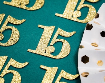 15th Birthday Confetti Party Favor 15th Anniversary Decoration Party Decoration Number 15 Number Cutout (20 Colors Available) Party Supplies