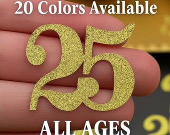 25th Birthday confetti  (1 inch ) number 25th Glitter Confetti Party Decorations number 25 confetti age 25 (20 COLORS AVAILABLE)