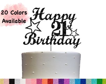 21st Birthday Cake Topper | Glitter Party Decoration | Happy Birthday Decor | Number 21 Milestone Celebration Elegant Topper for All Ages