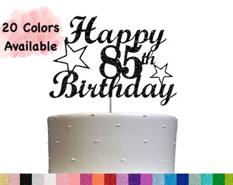 85th Birthday Cake Topper | Glitter Party Decoration | Happy Birthday Decor | Number 85 Milestone Celebration Elegant Topper for All Ages