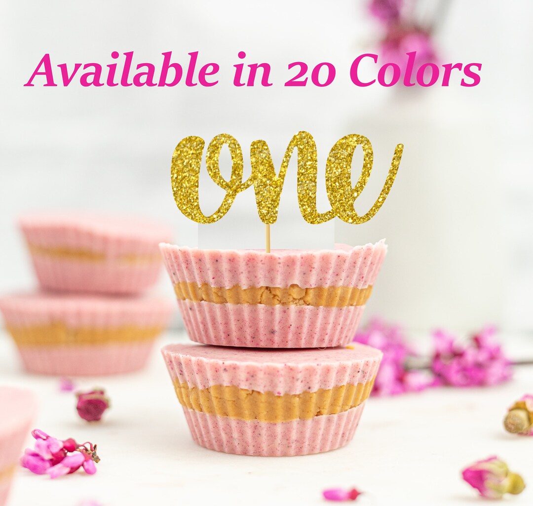 1st Birthday Cupcake Toppers First Birthday One Cupcake Topper Glitter ...