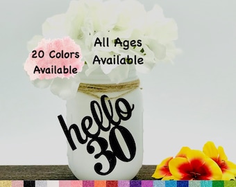30th Birthday Decorations Number Cutout for Centerpiece (20 Colors Available) Birthday Centerpieces for Mason Jar Tags  (ALL AGES AVAILABLE)