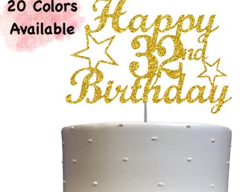 32nd Birthday Cake Topper | Glitter Party Decoration | Happy Birthday Decor | Number 32 Milestone Celebration Elegant Topper for All Ages