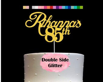 85th Birthday Cake Topper | Age 85 Number 85 | Personalized Name and Age | Glitter Party Decoration | Custom Cake Topper | Table Centerpiece