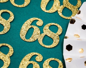 68th Birthday Confetti   Party Favors 68th Anniversary Decorations Party Decorations Number 68 Number Cutout   (20 Colors Available)