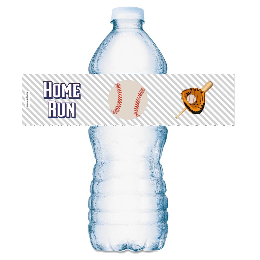 20 Sports Baseball Water Bottle Labels Waterproof Water Bottle Wrapper