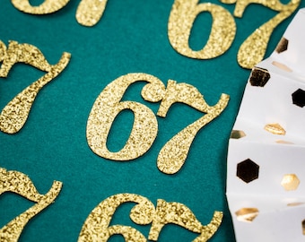 67th Birthday Confetti   Party Favors 67th Anniversary Decorations Party Decorations Number 67 Number Cutout   (20 Colors Available)