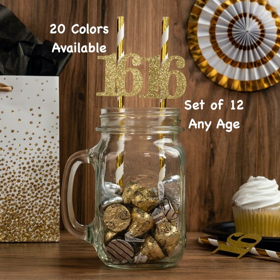 Any Age Birthday Straws. 18th 21st 30th 40th 50th 60th 70th 80th 100th
