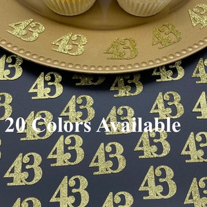 43rd Birthday confetti  (1 inch) Adult Party Glitter Birthday Party Decorations number confetti age 43 birthday party decorations