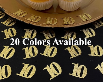 10th Birthday confetti  (1 inch ) number 10 Glitter Confetti Party Decorations number 10 confetti age 10 (20 COLORS AVAILABLE)
