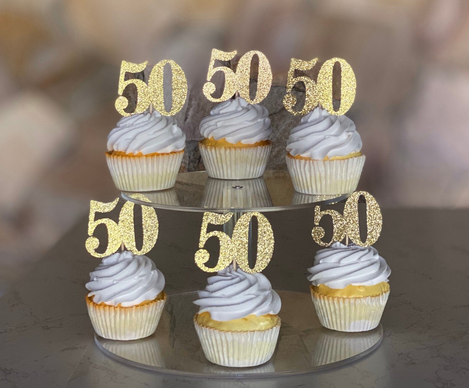 Any Number 50th Birthday Cupcake Toppers 2 Inches Tall Etsy