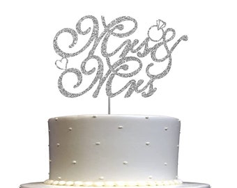 Mrs & Mrs Cake Topper  Wedding Cake Topper  Glitter Mrs and Mrs Cake Topper for Wedding Party Decorations (Double Sided Glitter)