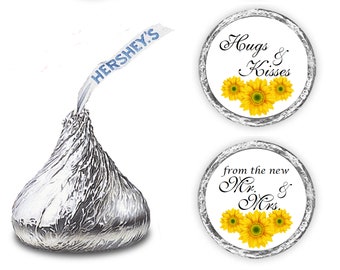 324 Sunflower Theme Hugs and Kisses from the new Mr. & Mrs. Kiss Wedding Stickers  Bridal Shower Engagement Party Favors (CANDY NOT INCLUDED