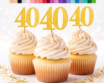 40th Birthday Cupcake Toppers Glitter Number 40 Decorations 40th Party Decor Age 40 Milestone Party Favors Birthday Party Supplies