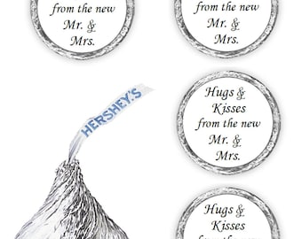 324 Hugs and Kisses from the new Mr & Mrs with Interlocking  Hearts Wedding Favors Stickers Labels For Bridal Shower CANDY NOT INCLUDED