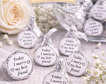 Today I marry my best friend (Set of 324) GLOSSY labels wedding favors stickers for kisses bottom Wedding decorations (candy not included)
