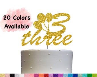 3rd Birthday Cake Topper | Number Three Cake Topper | 3rd Birthday Party Decorations | Age 3 Milestone Celebration | Birthday Party Supplies