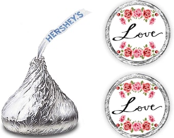 324 Love Roses Flowers  Wedding Favors Stickers for Weddings Valentines Bridal Shower Engagement Party Favors (CANDY NOT INCLUDED)