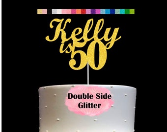 50th Birthday Cake Topper | Age 50 Number 50 | Personalized Name and Age | Glitter Party Decoration | Custom Cake Topper | Table Centerpiece