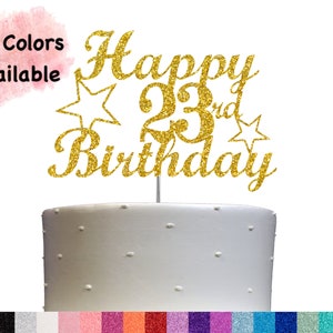 23rd Birthday Cake Topper | Glitter Party Decoration | Happy Birthday Decor | Number 23 Milestone Celebration Elegant Topper for All Ages