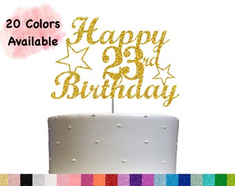 23rd Birthday Cake Topper | Glitter Party Decoration | Happy Birthday Decor | Number 23 Milestone Celebration Elegant Topper for All Ages