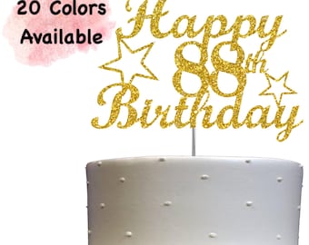 88th Birthday Cake Topper | Glitter Party Decoration | Happy Birthday Decor | Number 88 Milestone Celebration Elegant Topper for All Ages