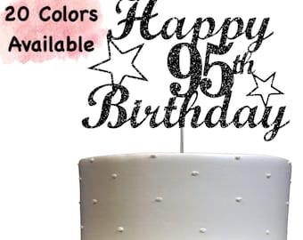 95th Birthday Cake Topper | Glitter Party Decoration | Happy Birthday Decor | Number 95 Milestone Celebration Elegant Topper for All Ages