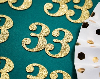 33rd Birthday Confetti   Party Favors 33rd Anniversary Decorations Party Decorations Number 33 Number Cutout   (20 Colors Available)