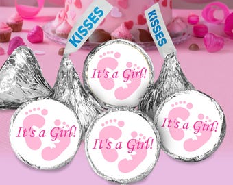 Baby Shower Decorations Its a Girl Footprint Stickers (324 Glossy stickers) Baby Shower Party Favors, CANDY NOT INCLUDED