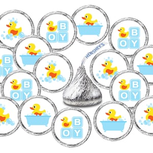 324 Blue Boy  Rubber Ducky Theme Baby Shower Party Favors Stickers Labels Its a Boy Rubber Duck (candy not included) Baby shower Decorations