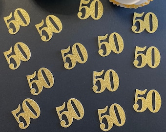 50th Anniversary  (Set of 50) Gold Glitter Confetti   50th Party Favors Decor 50 table Decor 50th birthday decorations 50th party decor