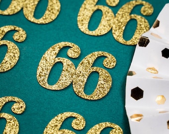 66th Birthday Confetti   Party Favors 66th Anniversary Decorations Party Decorations Number 66 Number Cutout   (20 Colors Available)