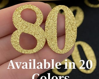 80th Birthday confetti  (1 inch ) Number Confetti 80th Birthday Party Decorations number confetti age 80 birthday party 20 COLORS AVAILABLE