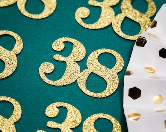 38th Birthday Confetti   Party Favors 38th Anniversary Decorations Party Decorations Number 38 Number Cutout   (20 Colors Available)